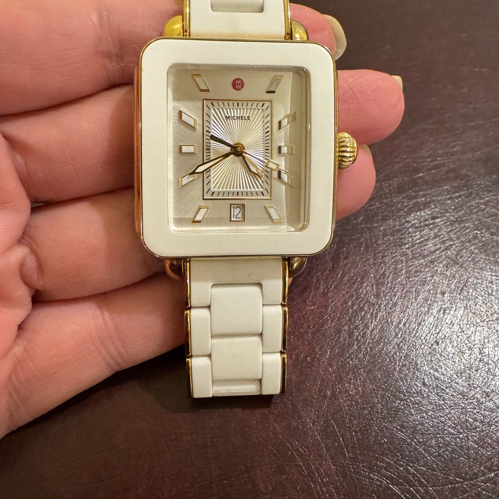 Michele Cream and Gold Women's Watch
